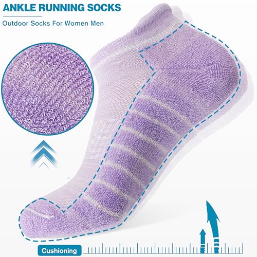 6 Pairs Ankle No Show Running Hiking Athletic Socks for Men Women Sport Cushioned Colorful Socks2