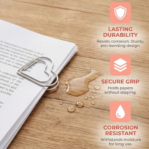 150 Stück Büroklammern Herz Silberne – Kreative Büroklammern Motiv in Herzform, Klein & Stilvoll, 25x23MM, Robust & Langlebig – Perfekt für Büro, Schule, Hochzeitseinladungen, Deko & Grußkarten