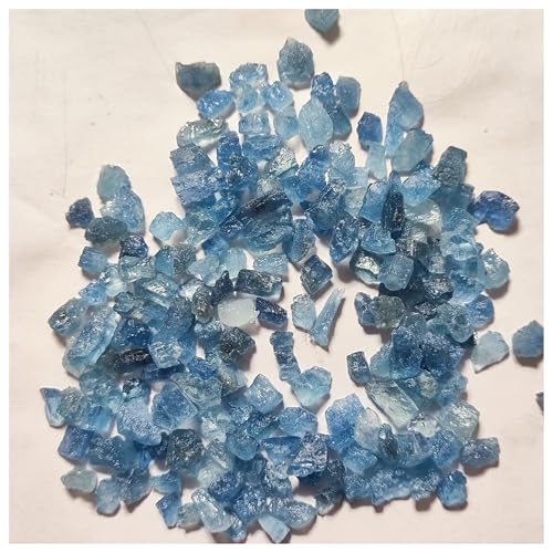 HMCOCOOFM Pierre précieuse Brute décorative en Cristal d'aigue-Marine Bleue, 5 g, 2 à 7 mm, for la Fabrication de Bijoux