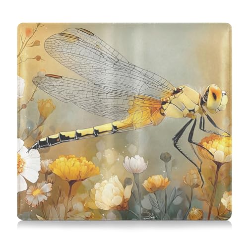 Car Registration and Insurance Holders Dragonfly Flowers Print, PU Leather for License Documents Cards2