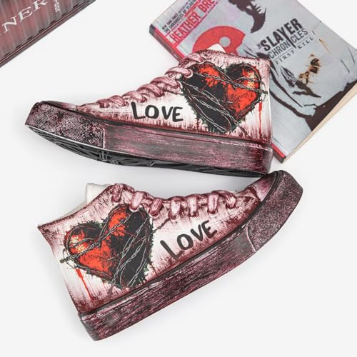 Women's Fashion Sneakers Heart-Shaped Graffiti Classic High Top Canvas Shoes Casual Walking Shoes4
