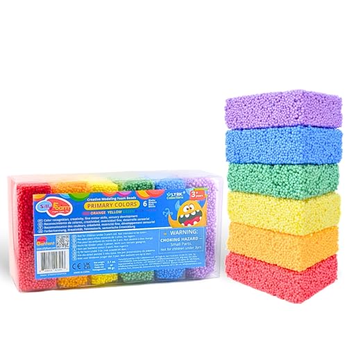 Image of Silly Foam, Creative Modeling Foam Beads, 1-Pack of 6 Primary Colors, Easy Clean Up, Perfect for Preschool and Kids, Arts & Crafts, Sensory Play, STEM, Travel Toy, Holiday Gifts, Non-Toxic (Age 3+)