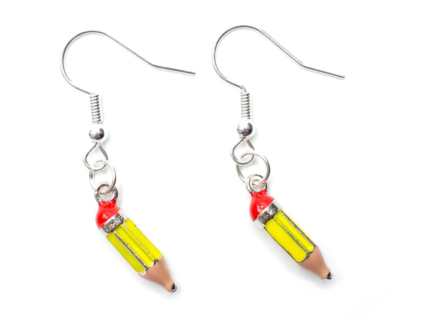 Miniblings Potlood Pen Oorbellen - Handgemaakte Mode Sieraden Ik Verf Gekleurde Potlood Hangers School Artist Tekening Geëmailleerd Geel - Oorbel