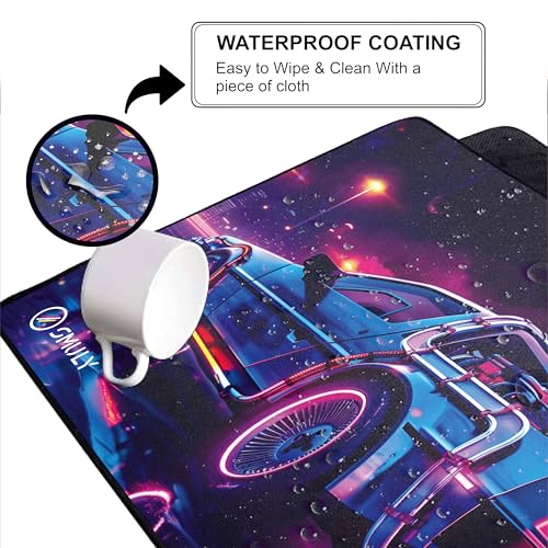 Image of Retro Car Mouse Pad 18x36 Inch 3mm Extended Gaming Desk Mat with Anti-Slip Rubber Base Mousepad for Smooth Surface Desk pad for PC & Laptop Use Waterproof & Stiched (Multicolour) Deskpad