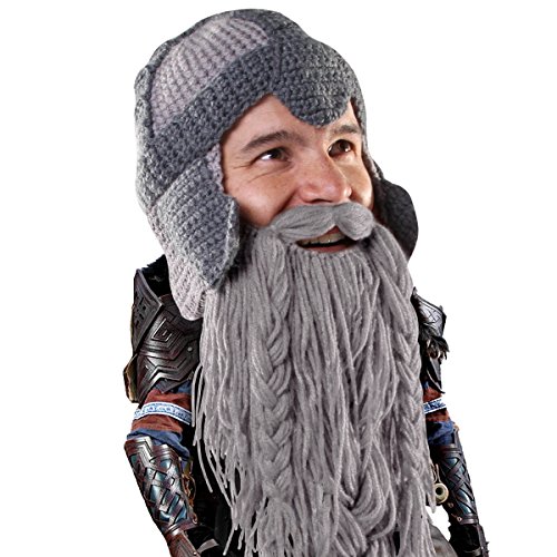 Beard Head Barbarian Dwarf Warrior - Original Handmade Knit Helmet and Removable Beard
