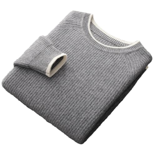 Men’S Merino Wool Knitted Sweater O-Neck Loose Pullover Long-Sleeve Thicken Work Jumpers for Business