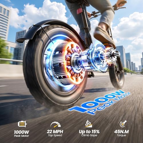 Electric Bike for Adults & Teens, 1000W Peak Motor, 14" Ebike for Commuting image 8