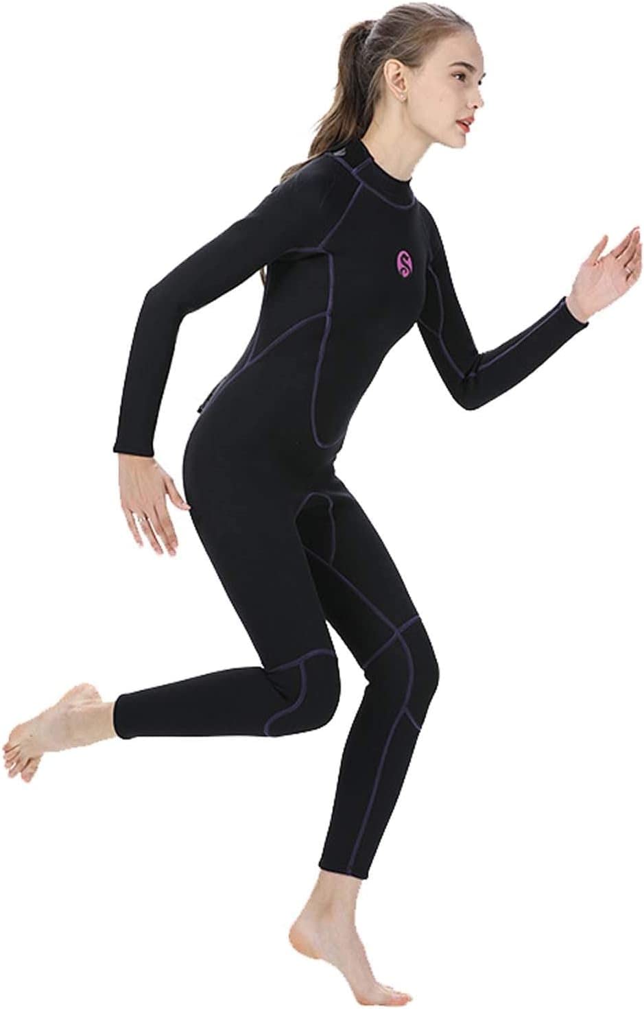 Muta Donna 3mm Lungo Inverno Mute Intere in Neoprene Muta da Immersione Surf Snorkeling Tuta da Nuoto Grigio-XL (Grigio S)