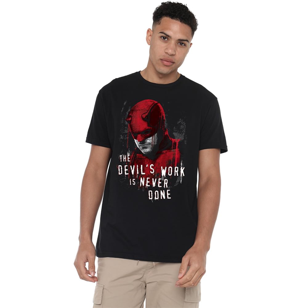 Marvel Daredevil Born Again The Devil’S Work is Never Done Unisex T Shirt, Black, X-Large