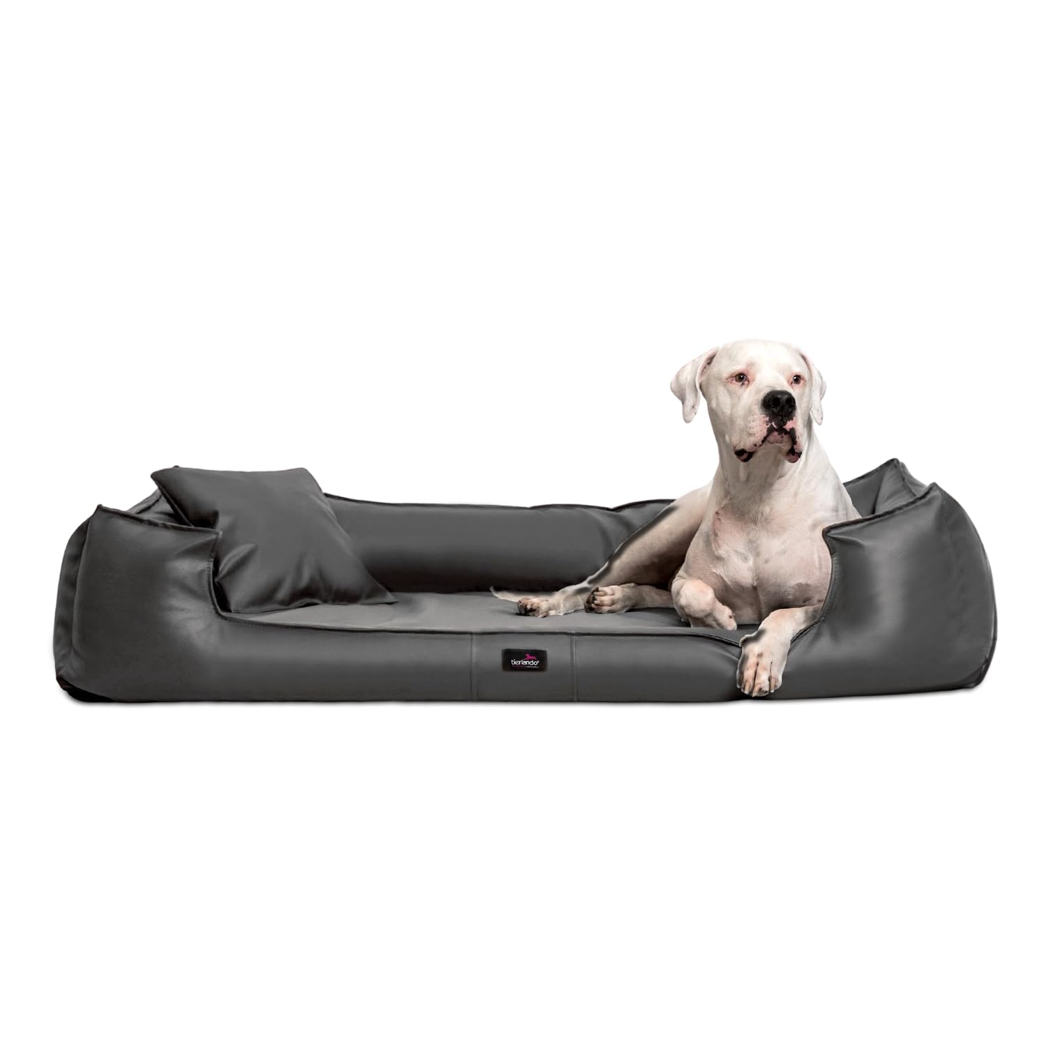 tierlando® Orthopädisches Hundebett Goofy Easy Clean aus Kunstleder mit Matratzenschoner, für mittelgroße und große Hunde Größe: 130x100cm Farbe: 02 Graphit