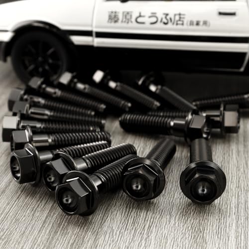 Image of Rison Titanium Flanged Hex Head Bolt M6x1.0x20mm 6AL4V Aerospace Grade Black Ti for Motorcycle Car Modification - Pack of 5