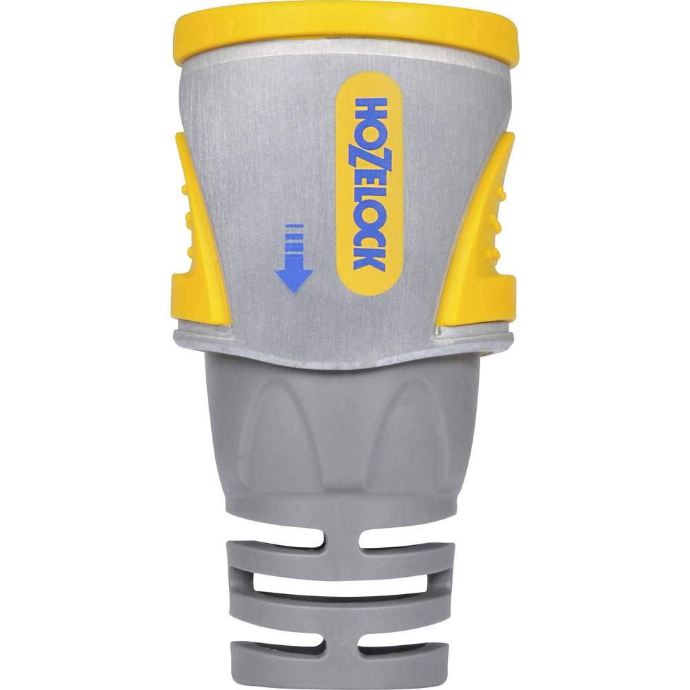 HOZELOCK - Hose Connector Pro ø 12.5mm - 15mm (1/2"- 5/8") Soft Touch: Watertight, Non-slip, Good Hose Grip, Robust Metal Housing, Flexible, Tough: Silver [2030P0000]
