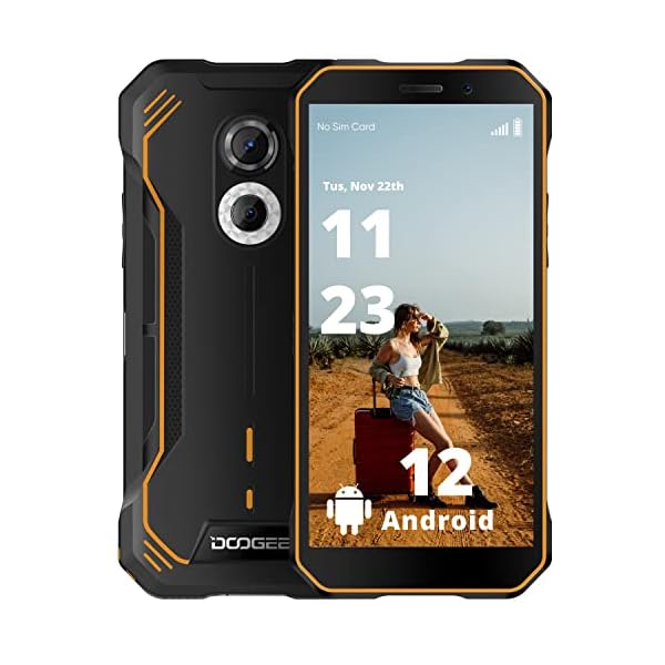 DOOGEE Rugged Smartphone 2022 S51 NFC Android 12 Rugged Phone, 4GB+64GB SD 512TB, 5180mAh Battery, Dual SIM 4G, 6.0″ IPS HD, IP68 Waterproof Rugged Phone Unlocked, GPS Outdoor Rugged Android Phone