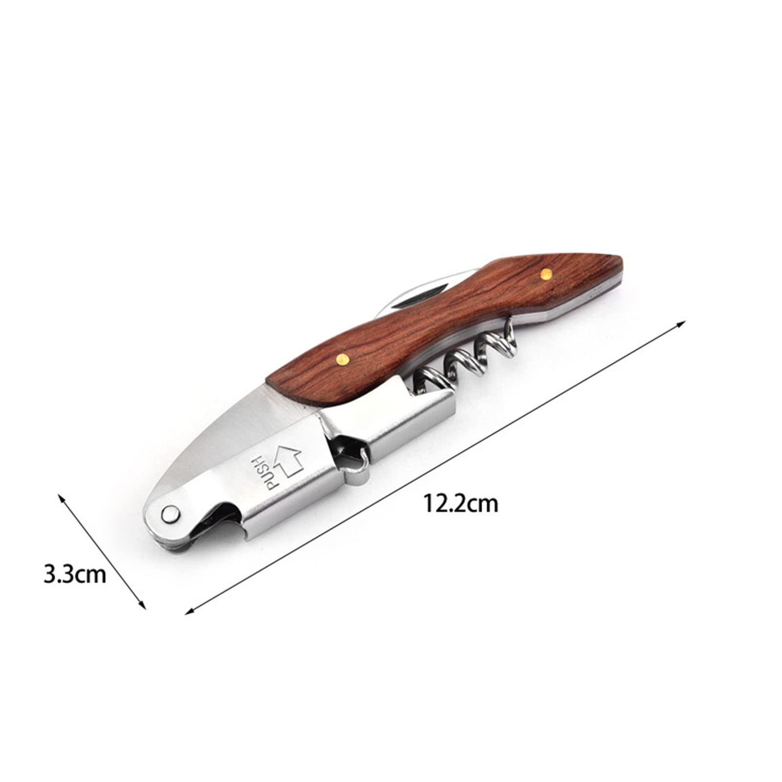 Apribottiglie, Cavatappi per Camerieri Professionali 5 Cerchi Apribottiglie per Vino, Chiave per Vino in Acciaio Inossidabile Apribottiglie Portatile con Manico in Legno con