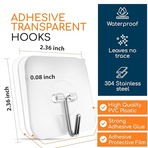 Image of Boniry Hooks for Wall Without Drilling, Self Adhesive Wall Hooks for Hanging Strong, Durable & Easy-to-Install Wall Hooks for Home & Office - No Tools Required (10 Pcs, Wall Hook)