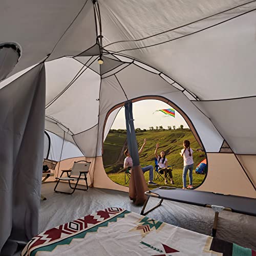 Image of UNP Camping Tent 10-Person-Family Tents, Parties, Music Festival Tent, Big, Easy Up, 5 Large Mesh Windows, Double Layer, 2 Room, Waterproof, Weather Resistant, 18ft x 9ft x78in