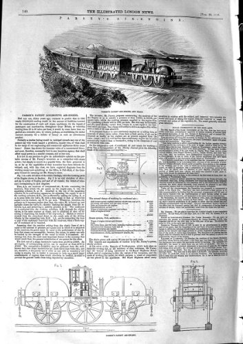 IMPRESSION DE MACHINES DE TRAIN D'ENGINE D'AIR DE BREVET DE 1846 PARSEY IMPRESSION DE MACHINES DE TRAIN D'ENGINE D'AIR DE BREVET DE 1846 PARSEY