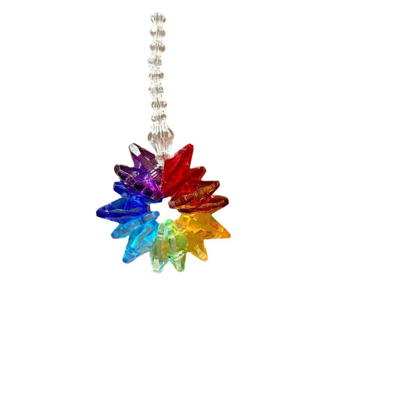 Crystal Suncatcher Wind Chimes Creative Exquisite Wings Prism Pendant Metal Crystal Sun Catcher Hanging Decor Home(Coloured)