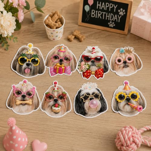 Image of Shih Tzu Birthday Banner, Dog Party Decorations Garland Shih Tzu Gifts | 8 Unique Shih Tzu Faces, Pre-Strung , Easy to Hang