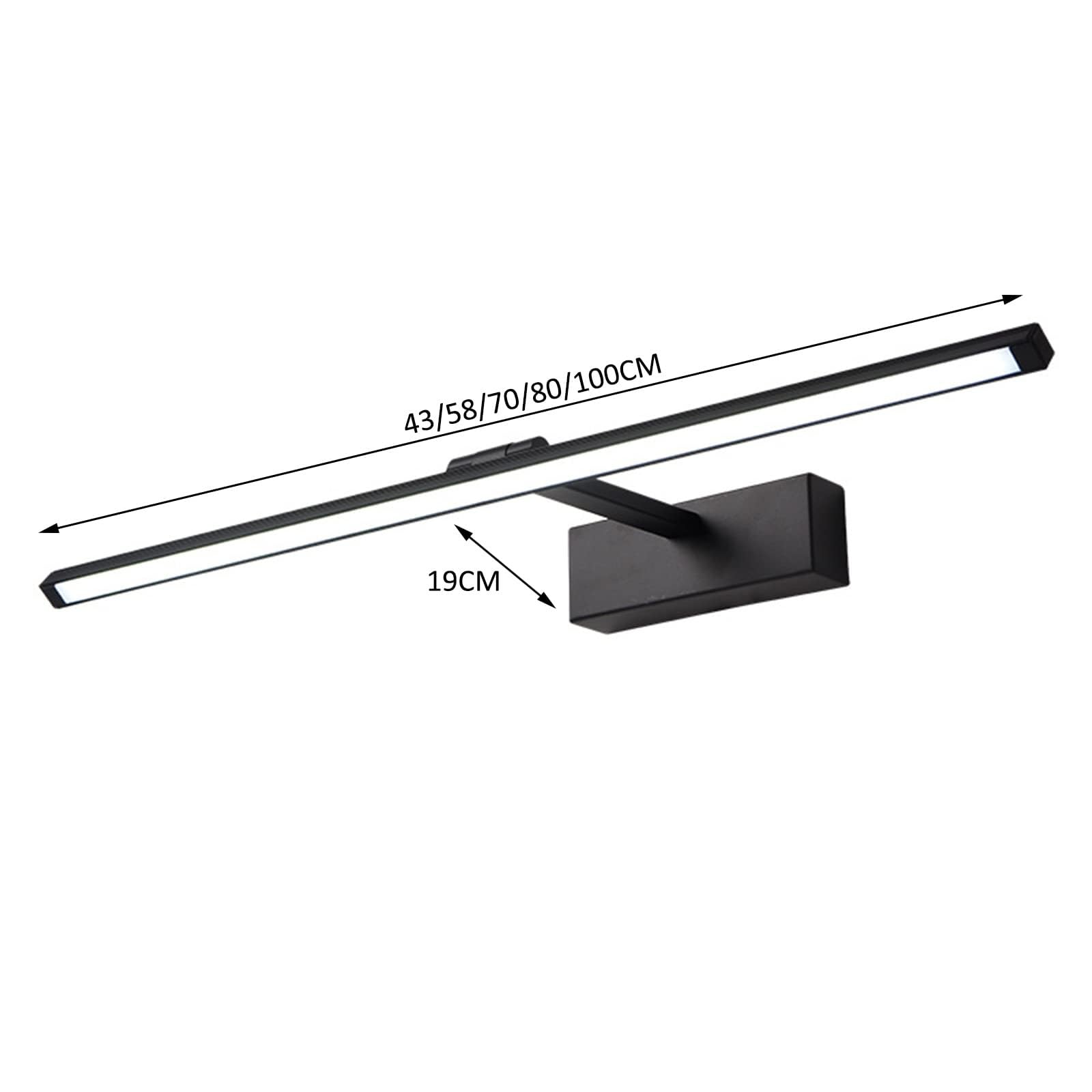applique bagno specchio tondo Lampada da specchio per bagno bagno di casa faro a specchio a LED nero appartamento per hotel nebbia impermeabile(Color:Warm Light,Size:70cm)