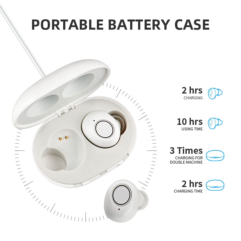 JINGHAO Appareil Auditif Rechargeable Amplificateur de son auditif Invisible, lot de 2 Blanc