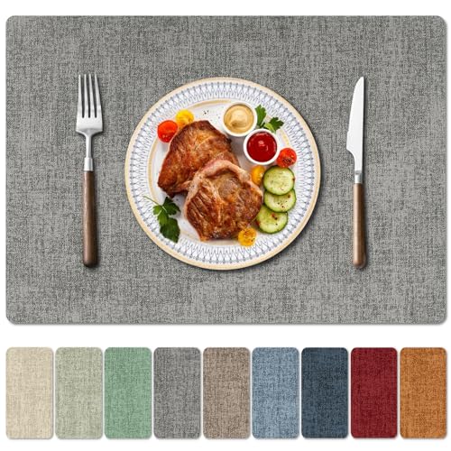 Enaskv Faux Leather Heat Resistant Placemats Set Of 4 cover