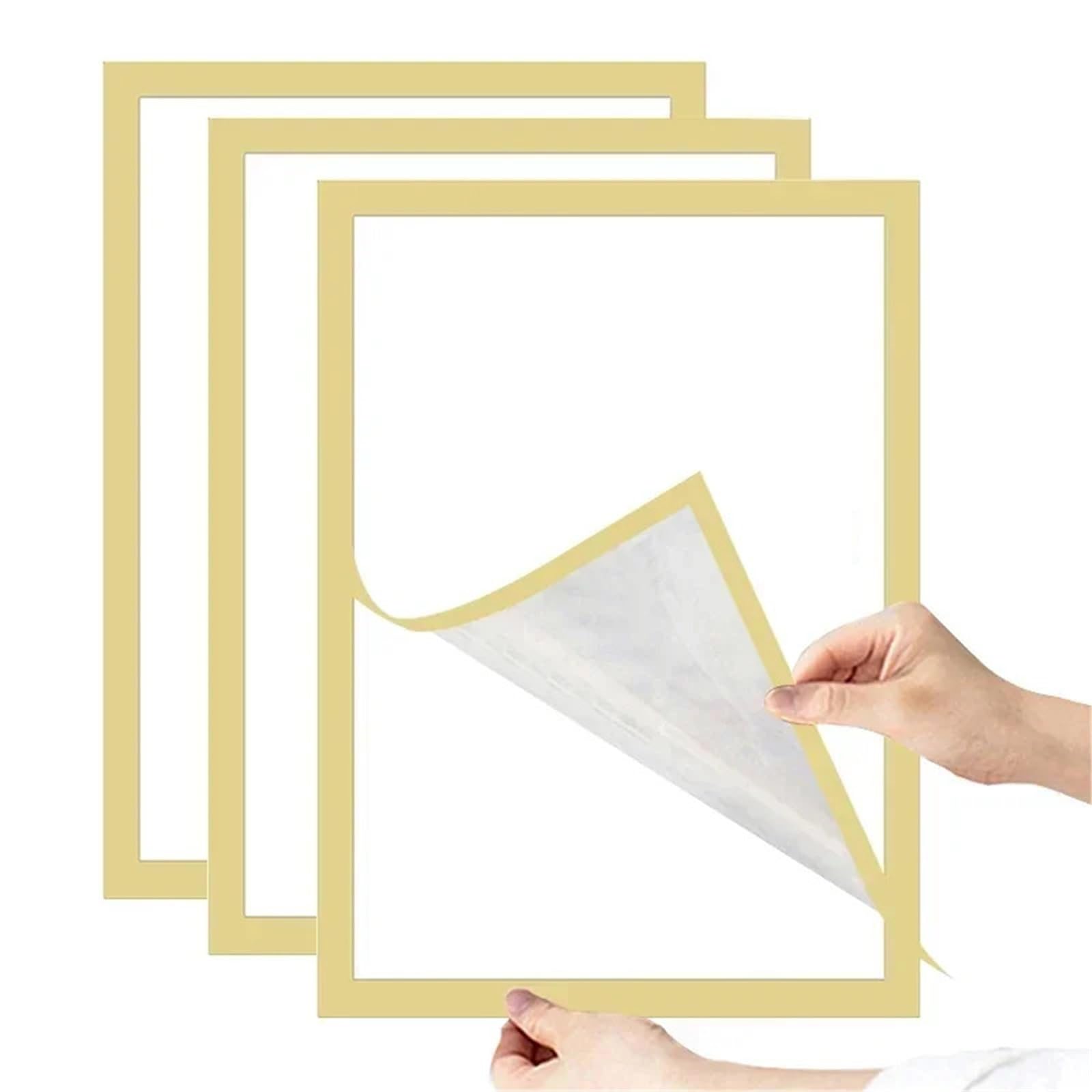 Magnetic photo frame, For Photos And Posters With High-definition And Strong Adsorption For Displaying Paintings,Photographs(Gold-3pcs,15x20cm)