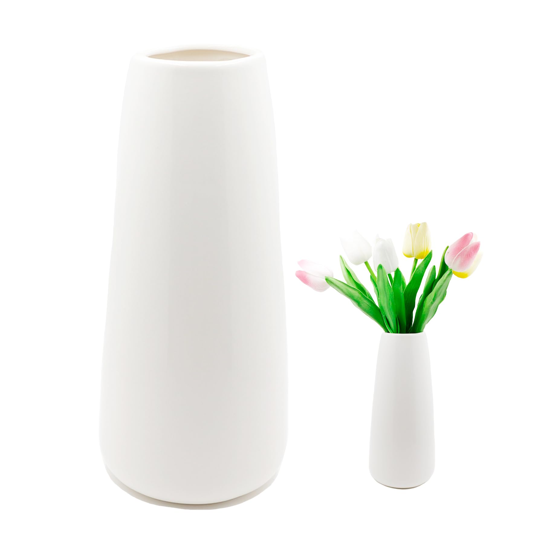 White Ceramic Vase, Ceramic Flower Vase for Flowers, Vase for Pampas Grass, Modern Small Ceramic Vase for Home, Living Room, Dining Table, Office Decoration