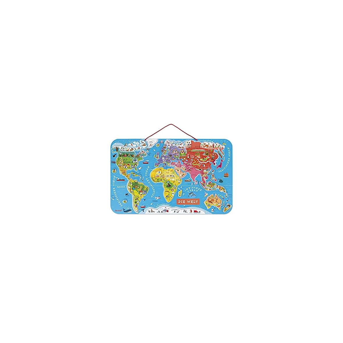 Janod-Puzzle-magnetico-del-Mundo-de-Madera-92-Piezas