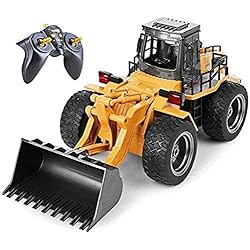 Cargador Frontal Mineria TopRace Cargador frontal funcional completo de 6 canales, control remoto RC Tractor excavadora de construcción con luces y sonidos de 2,4 GHz. TR-113G