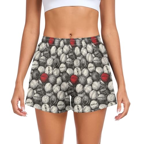 La Mejor Selección de Ropa de Cricket para Mujer comprados en linea. 41 Yuiboo Cricket Ball clásico Gris Pantalones cortos deportivos para mujer con cintura elástica para mujer, Pelota de Cricket clásico Gray, XX-Large