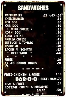 1940'S Diner Menu Sign Restaurant Decor Diner Signs 50S Decoration Retro Home Vintage Plaque Wall Art Tin Kitchen Lunch Gift Metal 8 X 12 Inch
