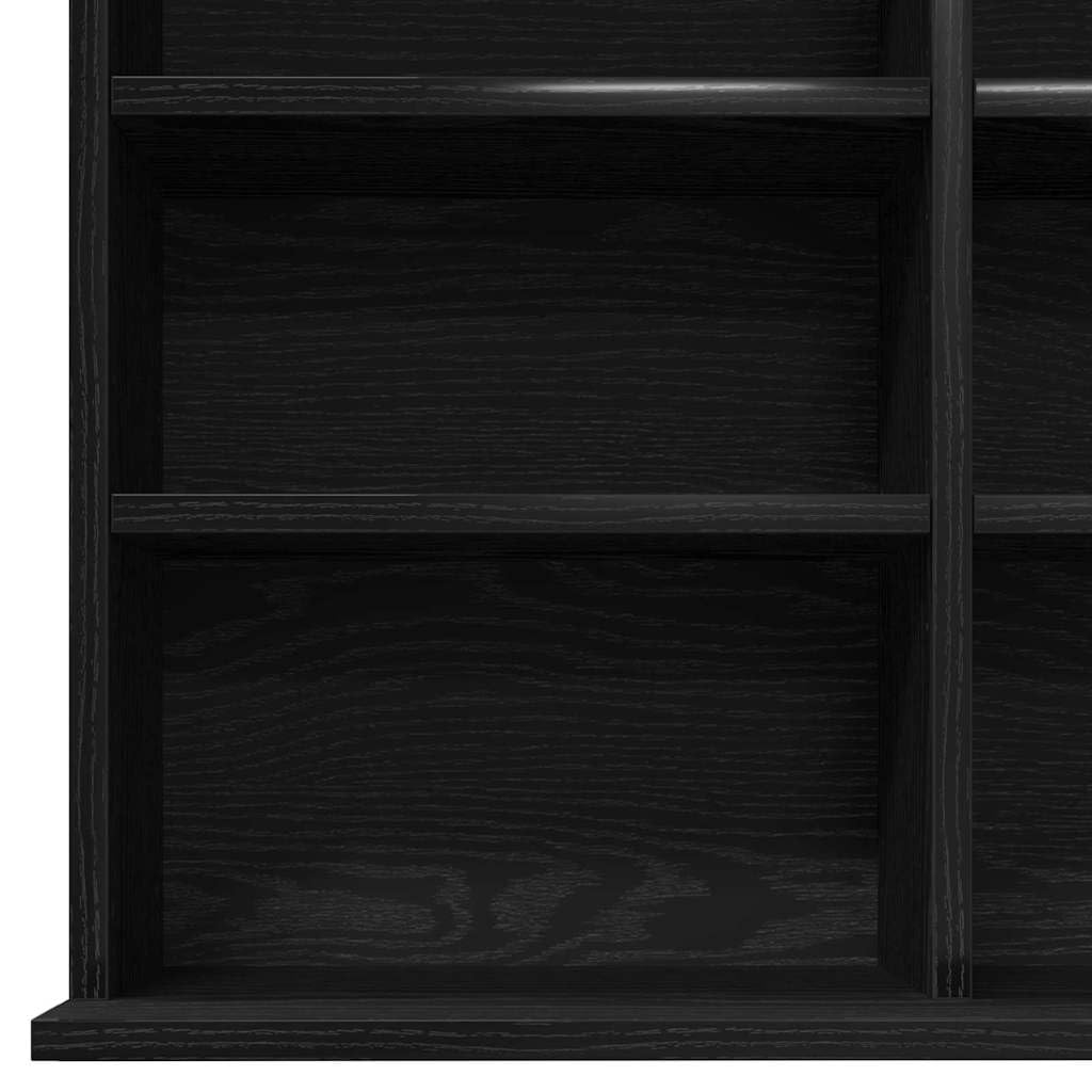 Mobile per CD con mensola, colore nero, effetto quercia, 101 x 23 x 177,5 cm, moderno armadietto multimediale per CD e DVD con ampio spazio di archiviazione, robusta soluzione di conservazione
