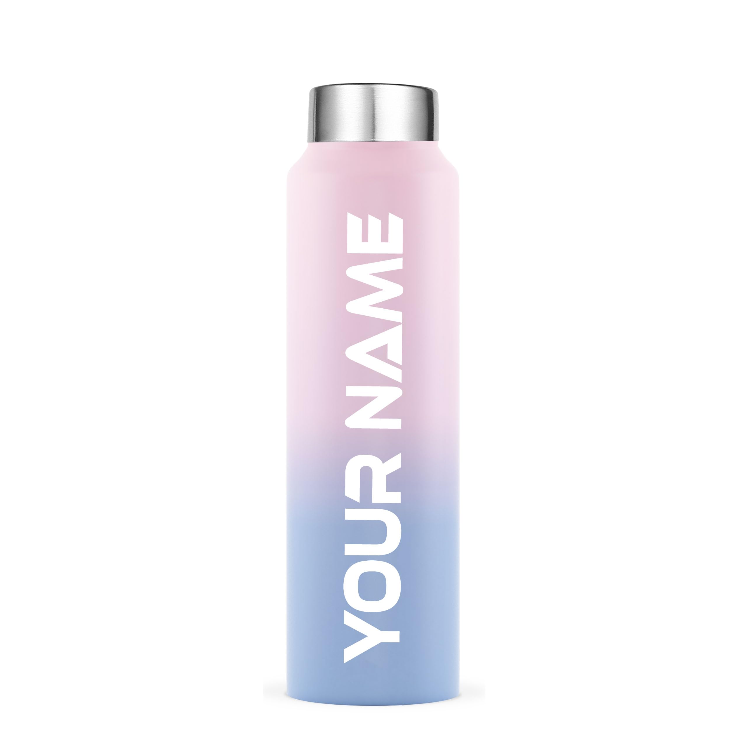 Speedex Stainless Steel Customized Water Bottles with Name 1 Ltr, Gifts for Men's, Women's, Boys and Girls, Customized Bottle for Birthday Gifts - 1000ml (Set of 1, Pink & Blue)