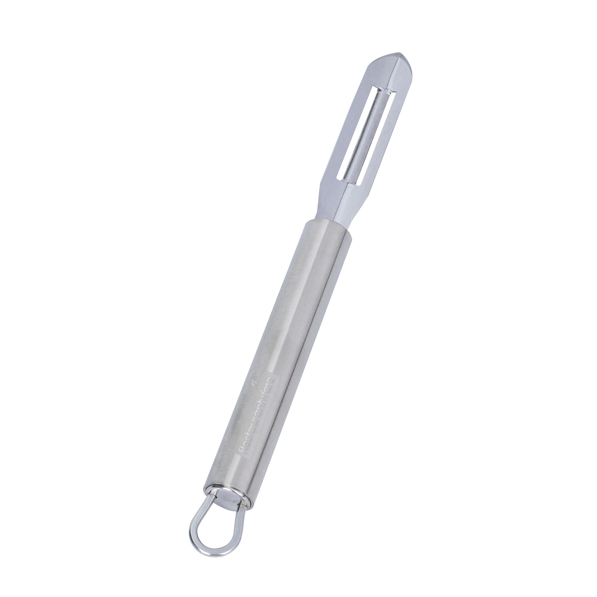 Restaurantware - Pelador de verduras estándar alemán de 7.6 pulgadas, 1 pelador de mano lavable en lavavajillas, hoja ultra afilada, mango ergonómico, pelador de patatas de acero inoxidable, para