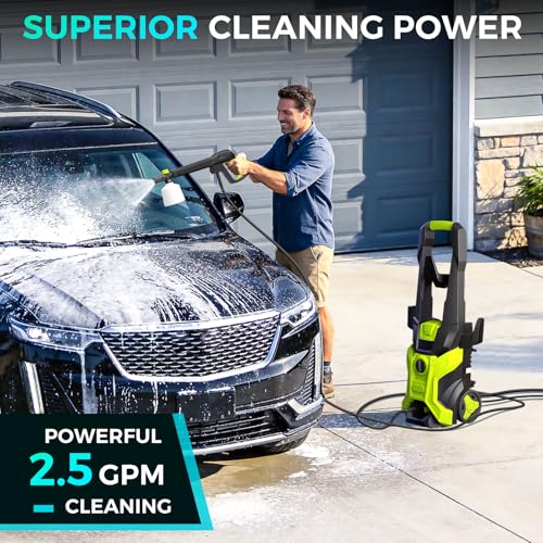 Image of Electric Pressure Washer 5000 PSI 2.5 GPM, Bothlin Portable Power Washer with 4 Quick-Connect Nozzles, Soap Tank & Foam Cannon, High Power Water Pressure Washer for Car, Driveway, Patio, Home Cleaning