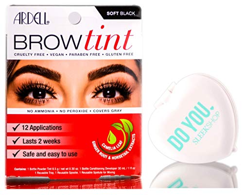 Ardell Professional Brow Tint, 12 applications (with Compact Mirror) Cruelty Free, Vegan, Paraben Free, Gluten Free, Last 2 weeks (Soft Black)