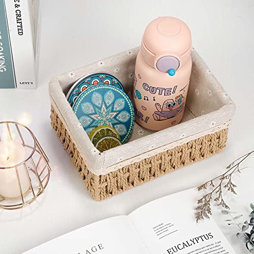 Sosayet Aufbewahrungskorb Korb Spielzeug Aufbewahrung Badezimmer Körbchen Geflochten Wickeltisch Organizer Körbchen Kinderzimmer Boxen Basket Kleiner Korb 3er Set aus Gewebtem Recyclebarem