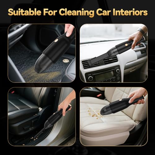 Image of Handheld Vacuum Cordless -Car Vacuum Portable Rechargeble -Hand Held Small Vacuum Cleaner Car Seats, Home, Quick Clean up, Strong Suction, Lightweight, Includes Crevice Nozzle & Brush-H3