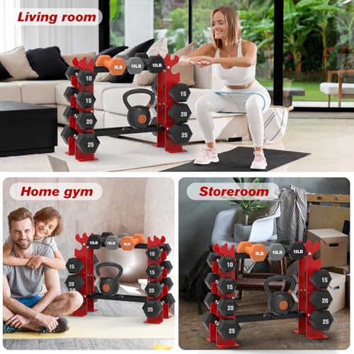 Fisup YRDR02 Weight Rack For Dumbbells, Dumbbell Rack Stand Only 450Lbs Capacity Weight Rack For Home Gym Strength Training Dumbbell Racks Red And Black 5 Tier,Suitable thumb #8
