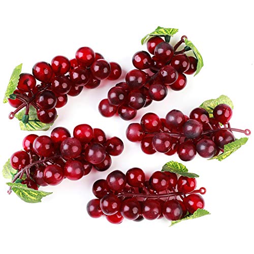 Outgeek Artificial Grapes, Artificial Grapes Mini Grape Clusters Rubber Fake Grape Bundles Decorative Grapes Hanging Ornaments For Vintage Wedding Favor Fruit Wine Decor Faux Fruit Props (9 Pack) #TOP6