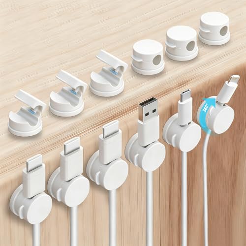12 Pack Rotatable Spring Cable Management Cable Clips for Phone Charger