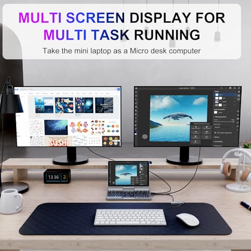 Image of Mini Laptop, Small Laptop Win11 Pro 8 inch HD Touch Screen 2-in-1 Pocket PC 12GB LPDDR5 RAM, 512GB /1TB SSD Wi-Fi 6,BT 5.2,HDMI,2MP Camera Convertible Laptop (P8-12GB+512GB)