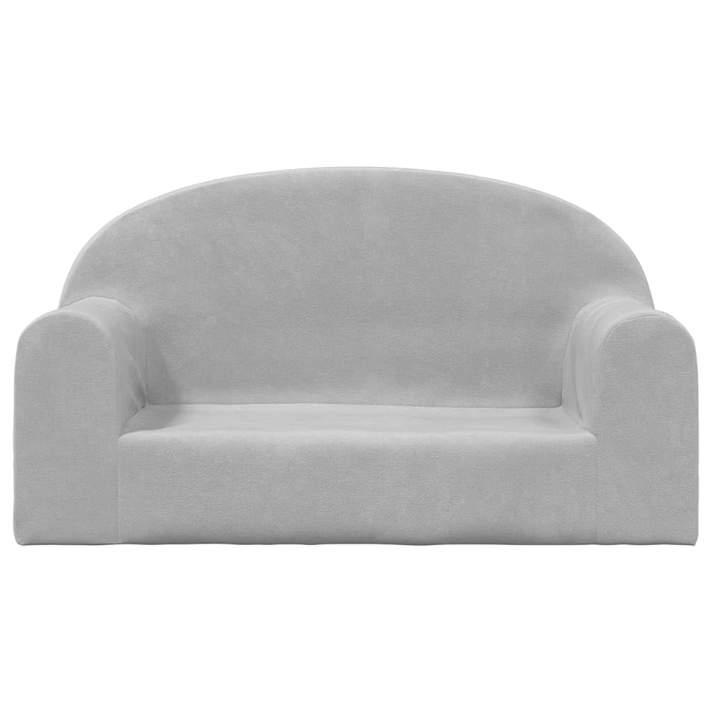 Sofa dziecięca 2-osobowa, jasnoszara, pluszowa, do pokoju dziecięcego, 84 x 34 x 45 cm, ze zdejmowaną poszewką, miękko wyściełana, wygodna i bezpieczna dla niemowląt i małych dzieci