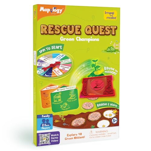 Image of Imagimake Rescue Quest-Green Champions | Spin, Discover & Rescue Green Missions | Educational Fun Board Games for Friends & Family Night |Travel-Friendly Indoor Game |Gift for Kids Ages 5,6,7,8,9,10