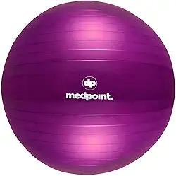 Bola de Pilates 65cm Roxo para Yoga Fitness e Ginástica Suporta até 300kg Ideal para Abdominal e Fisioterapia com Bomba Fortalecimento, Tonificação e Flexibilidade Antiestouro