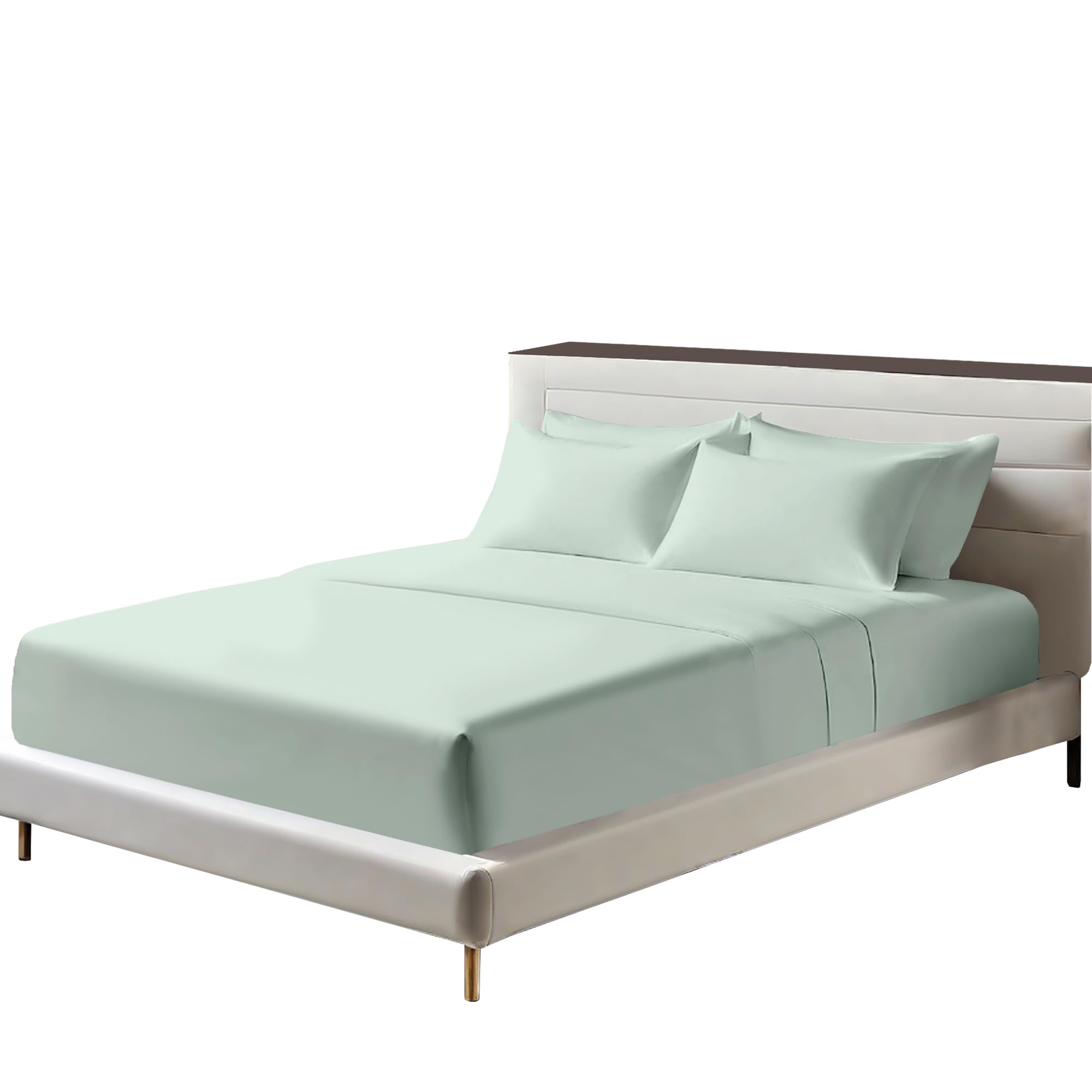 Egyptian Cotton Fitted Sheets 25cm Deep Mattress Pocket 200 Thread Count Fitted Bed Sheet- Soft & Comfortable Bottom Sheet (Duck Egg
