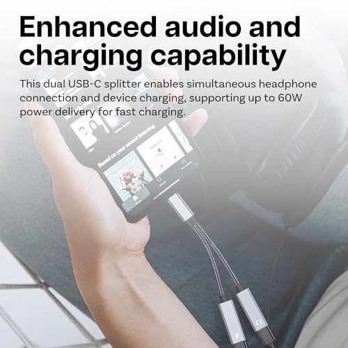 Adaptateur USB-C vers USB-C double jack charge 60W iPhone 16 Galaxy S26 - 2