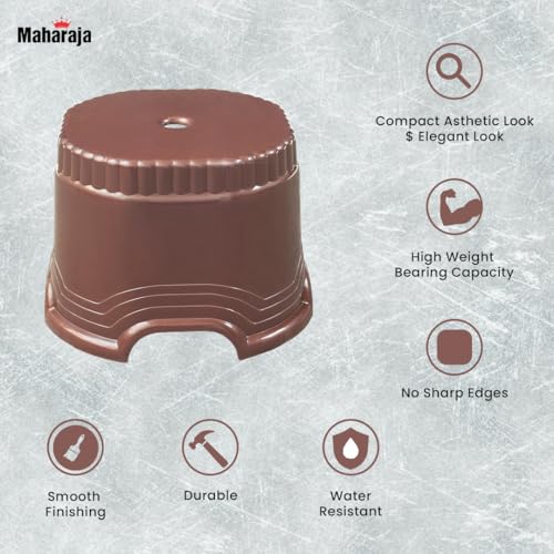 Image of MAHARAJA Neo Plastic Sitting Stool for Indoor Or Outdoor | Kitchen & Living Room (Metallic Brown, Pack of 2 (10 inch))