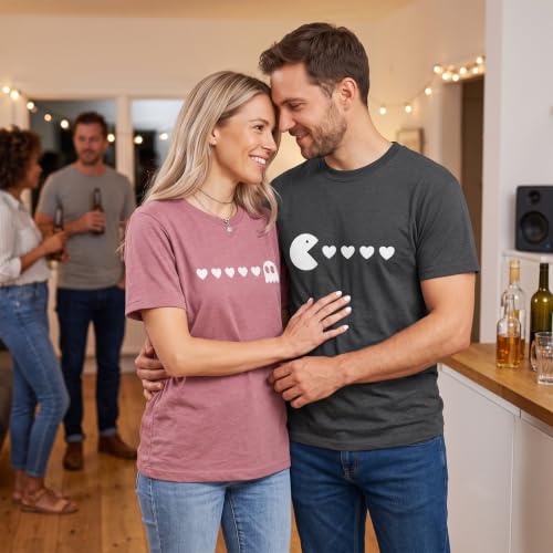 Image of Anniversary Matching Shirts, for Couple, Heart Design T-Shirt Set, Wedding Present, Honeymoon Outfit
